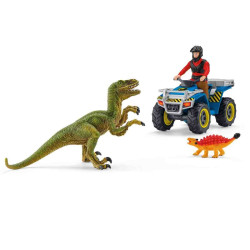 QUAD AZUL CON VELOCIRAPTOR Schleich Dinosaurios 41466