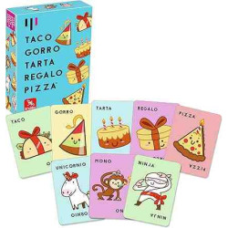 TACO,GORRO,TARTA,REGALO,PIZZA  Joc de cartesLudilo