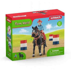 CARRERA D'OBSTACLES AMB AMAZONA VAQUER  Schleich Cavalls 42576