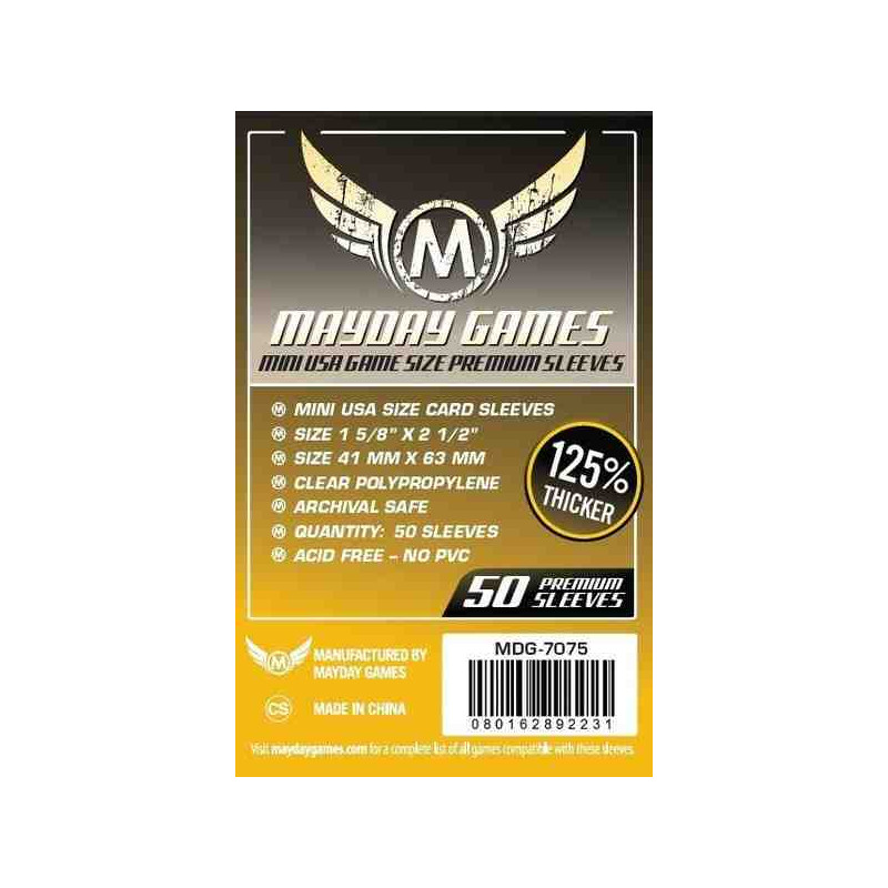 FUNDAS MAYDAY 7075 MINI USA PREMIUM 50unds.41x63mm.THICKER-Dark Yelow 