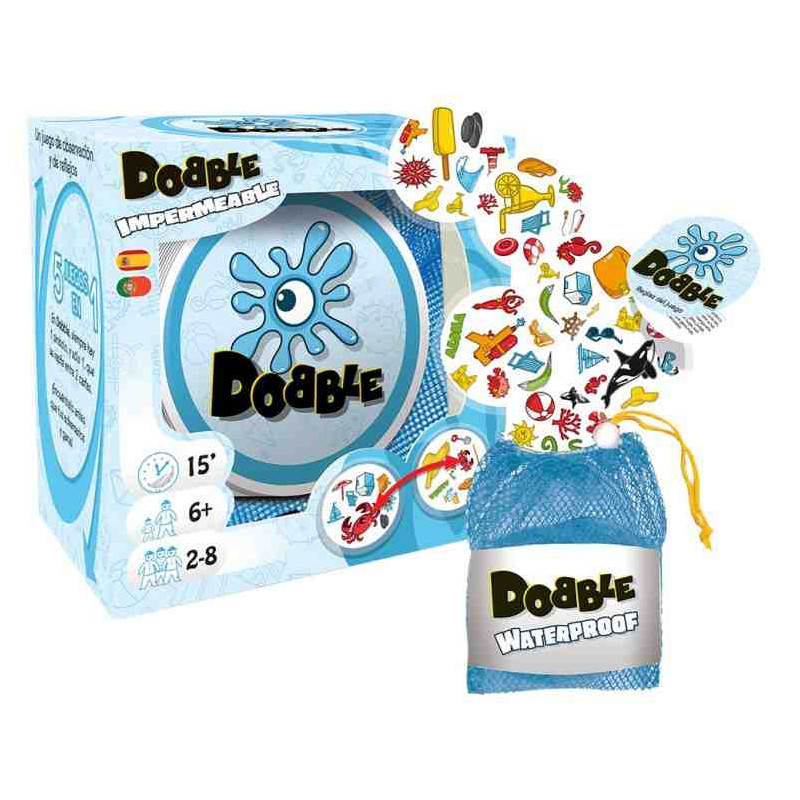 DOBBLE BEACH WATERPROOF (impermeable) (+ 6 Años, 2-8 Jugadores)Juego de cartas Asmodee