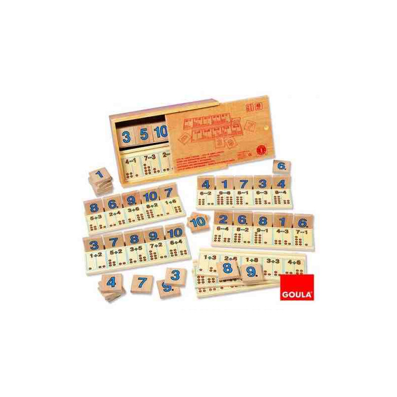LOTO SUMAS Y  RESTAS en caja madera Goula