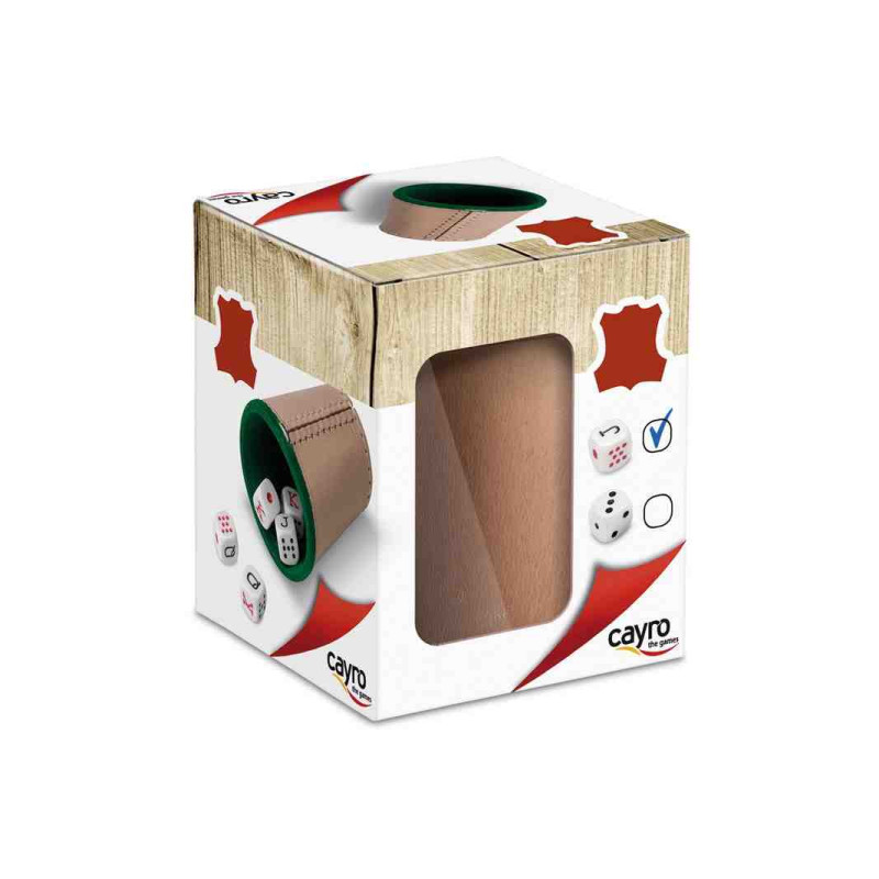 CUBILET DE CUIR AMB DAUS POKER Joc de taula de daus (+ 2 Jug.)  Cayro 674