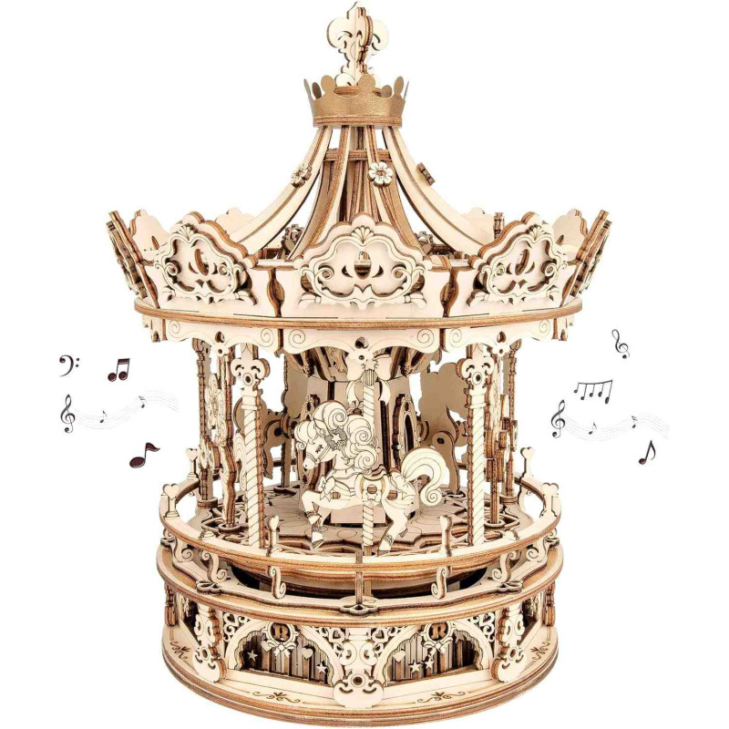 ROMANTIC CARROUSEL  MUSIC BOX Model 3D Kit fusta Roborime Rolife Rokr