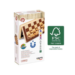 AJEDREZ, DAMAS Y BACKGAMON 3en1 PLEGABLE DE MADERA (+7 Años, 2Jug.) Cayro 648