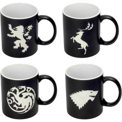 SET 5 TAZAS GRABADAS A LASER CERAMICA Game of thrones (Juego de tronos)