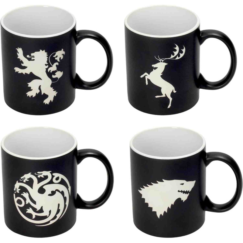 SET 5 TAZAS GRABADAS A LASER CERAMICA Game of thrones (Juego de tronos)