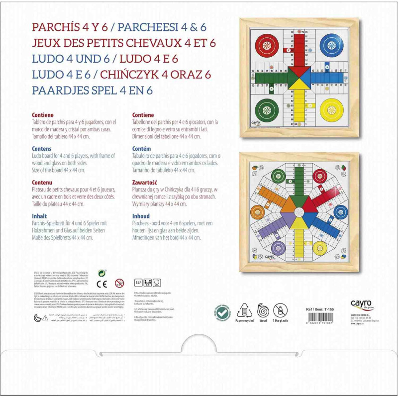 PARCHIS 4/6 JUGADORES CRISTAL SIN ACCESORIOS