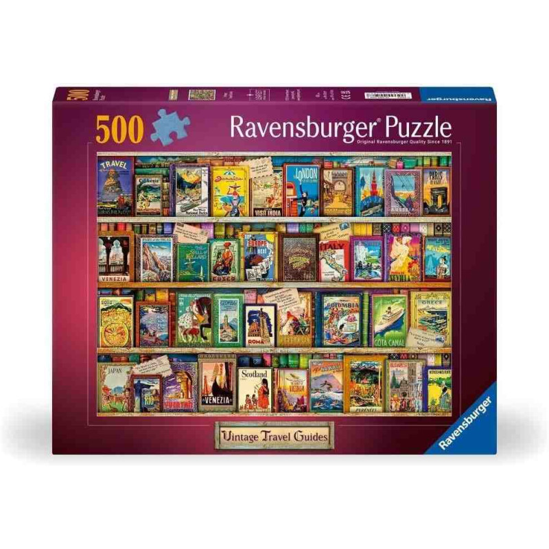 VINTAGE TRAVEL GUIDES + POSTER Puzzle 500 pcs. Ravensburger 00508