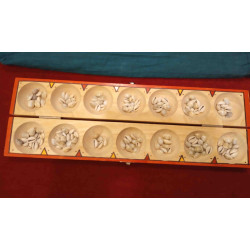 PALLANKHUZI Mancala Awale Juego de mesa etnico de 2 jugadores de madera