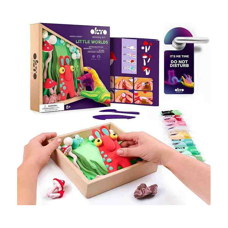 KIT MANUALITATS LITTLE WORLDS (Mommy troll)Wood & Craft DIY 3D OKTO Sensory Art Air Clay