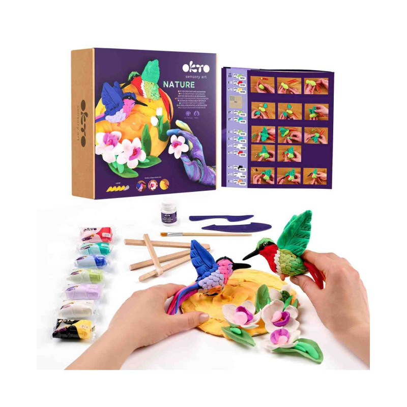KIT MANUALITAT NATURE HUMMINGBIRDS CREATIU 3D ROUND OKTO Sensory Art Air Clay