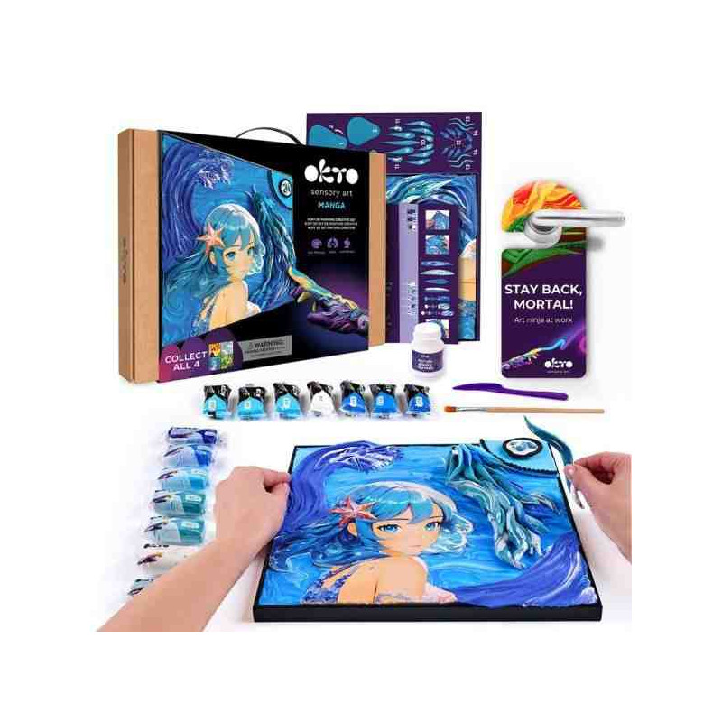SET PIINTURA CREATIVA DIY 3D PAINTING"MANGA" Anime 40 cm. WATER OKTO Sensory Art Air Clay