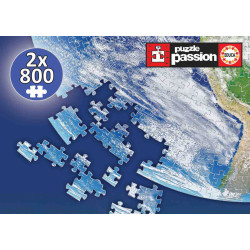 PLANETA TIERRA FORMA REDONDA Puzle 2X800 PCS.Educa 19039