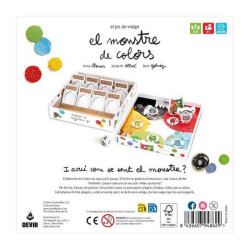 EL MONSTRE DE COLORS Juego de mesa de viaje + 3 Años,2-5 Jugadores CATALAN Devir