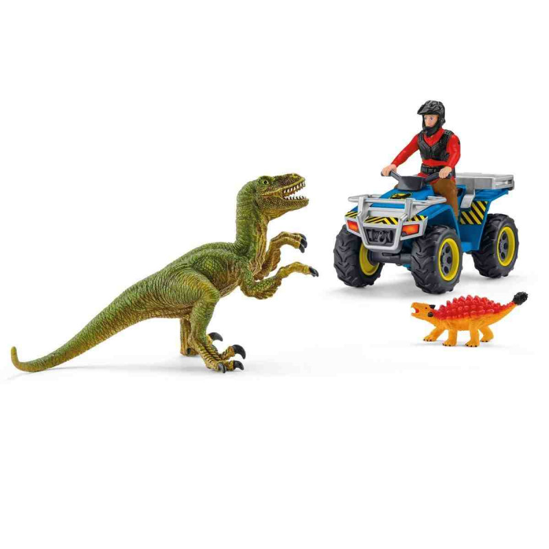 QUAD BLAU AMB VELOCIRAPTOR  Schleich Dinosaure